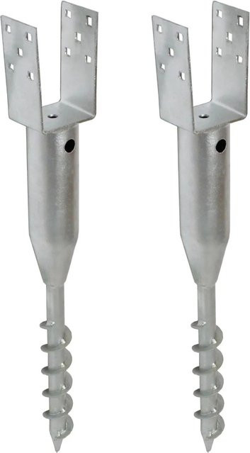 TRUTZHOLM 2er Set U-Profil Bodenhülse zum Einschrauben, Feuerverzinkter Stahl, Farbe: Silber, Länge: 67,5 cm, Breite: 7 cm, Tiefe: 7 cm - Bild 1