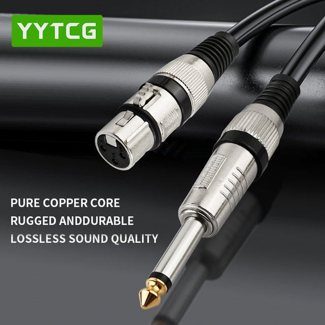 YYTCG Symmetrisches XLR auf 6,35 mm Klinke Audiokabel für Mikrofon, Mixer und Verstärker, Schwarz - Bild 1