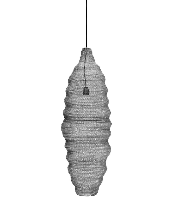 House Doctor Hängeleuchte Mesh aus Eisen in Silber gebürstet, Höhe: 100 cm - Bild 1