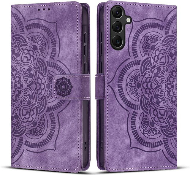 Leder Geldbörse Klapphülle für Samsung Galaxy A-Serie in Violett - Bild 1