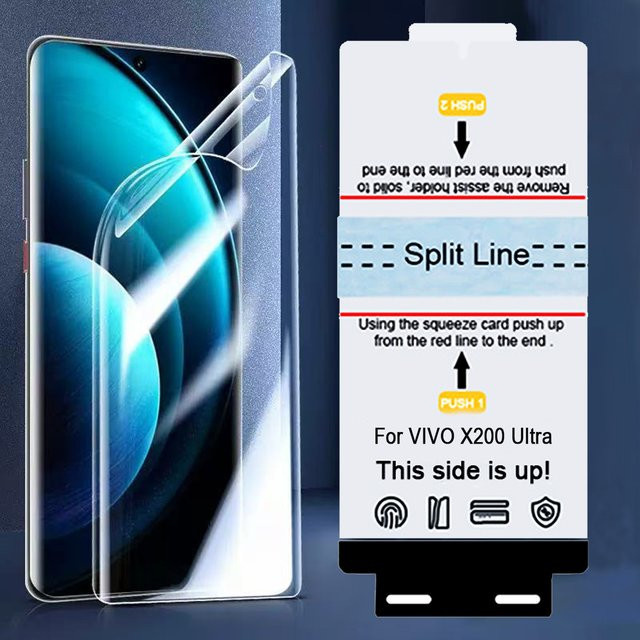 3 Stück HD selbstheilende TPU-Hydrogelfolie für Vivo X200 Ultra, X200s, X200 Pro und Mini, transparent, inklusive Installierwerkzeug - Bild 1