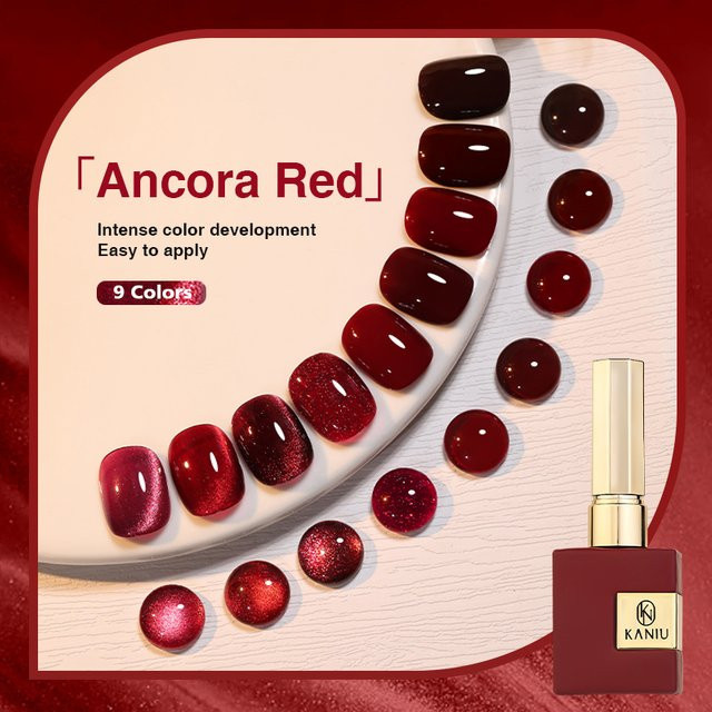Kaniu Cat Eye Gel Kit Nagellack, Rot, 9 Farben - Bild 1