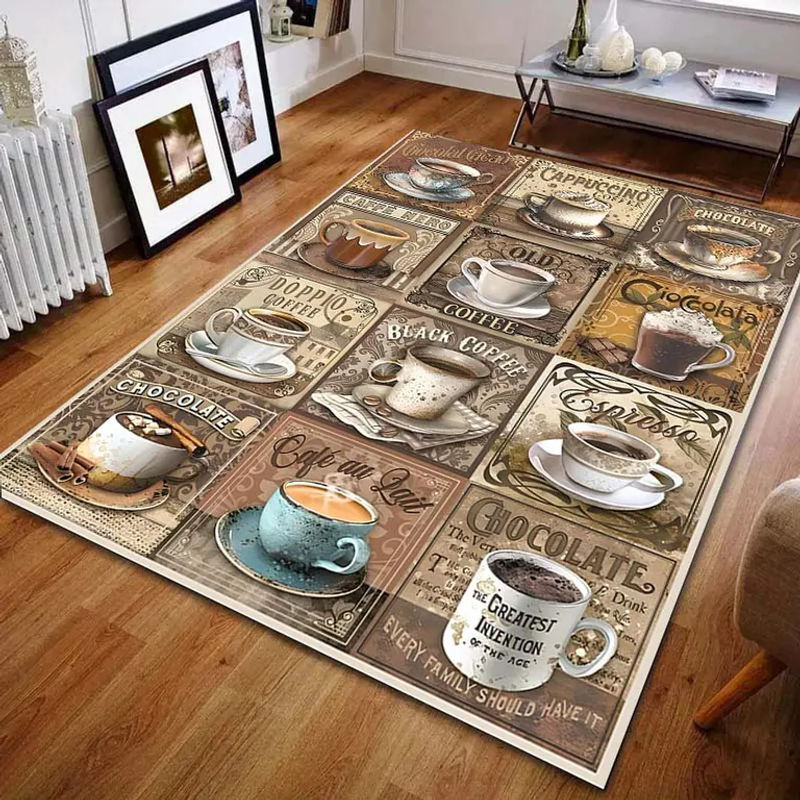 UQIDEHOME Druckteppich Kaffee Kunstdruck in Multicolor, Bodenmatte für Wohnzimmer und Schlafzimmer, B/T: 60 x 40 cm - Bild 2
