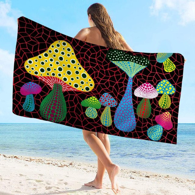 Ka Chen Mutong Mikrofaser Handtuch mit Yayoi Kusama Kürbisblume Design, schnelltrocknend und weich, B: 50 cm, H: 100 cm - Bild 1