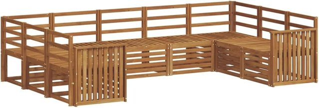 vidaXL Sofagarnitur 9-teilig in U-Form aus Akazie Massivholz, Braun, Modernes Latten-Design - Bild 1