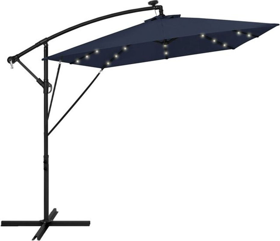 ML-Design Ampelschirm mit LED-Solar und Kurbel, Durchmesser: 330 cm, Farbe: Navy-Blau, Material: Aluminium und Polyester, UPF 50+ - Bild 2