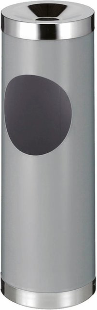 PROREGAL Runder Metall Kombischer mit ovaler Einwurfsöffnung, Grau, H: 72 cm, Ø: 24 cm, 30 Liter - Bild 1