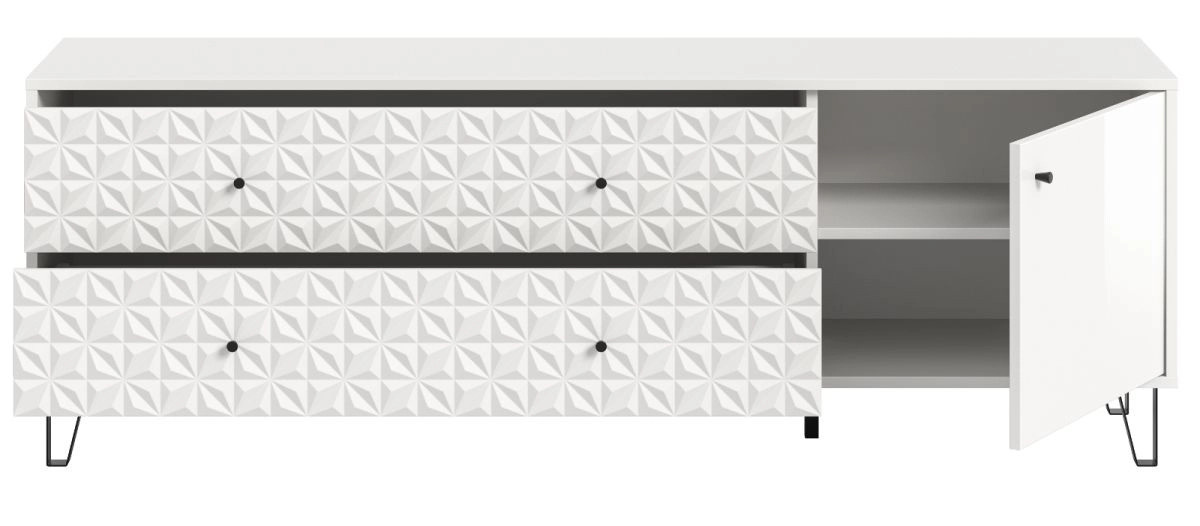 TV-Lowboard Relief von Inn.Furn in Weiß Hochglanz, B: 164 cm, T: 40 cm, H: 56 cm - Bild 3