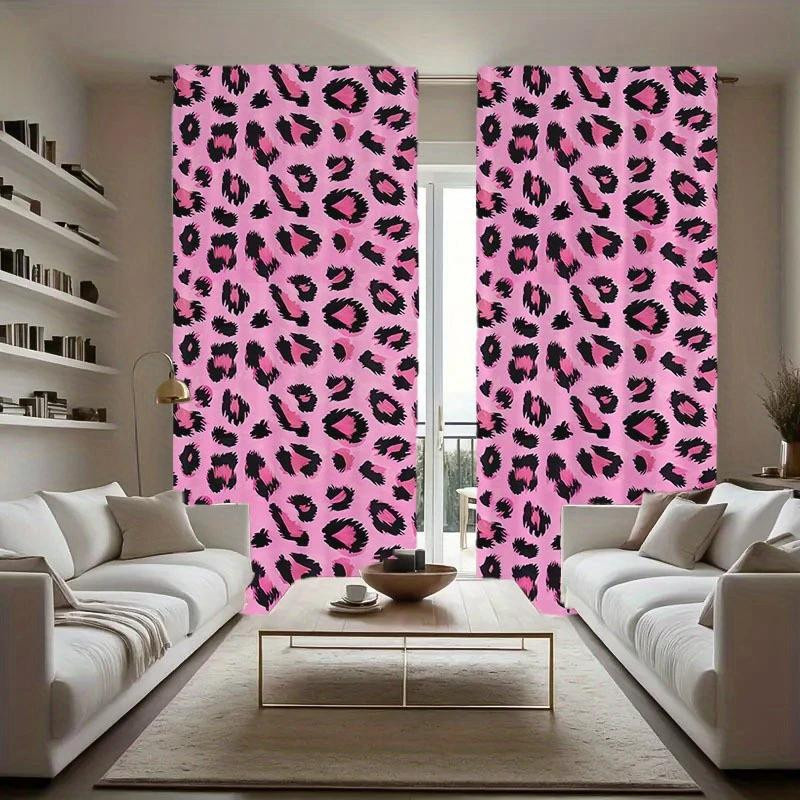 Tonnika Chen Gardinen im Leopardenmuster in Rosa aus Polyester, 2er-Set, B: 150 cm, H: 200 cm - Bild 2