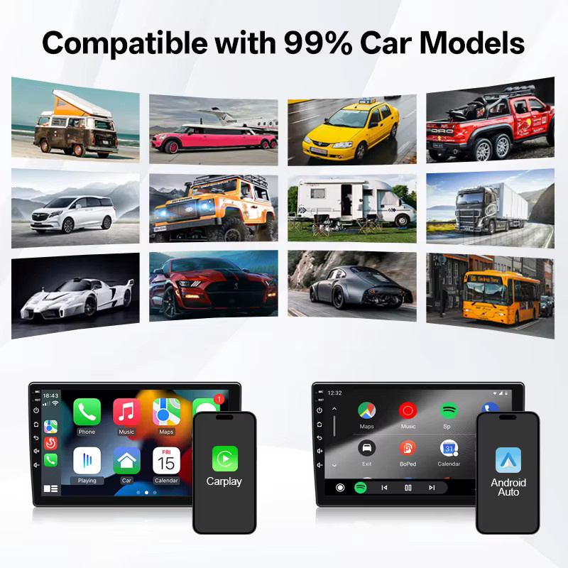 Hippcron 2-in-1 Kabelloser CarPlay und Android Auto Adapter, Smart Box mit USB-Schnittstelle, Schwarz - Bild 5