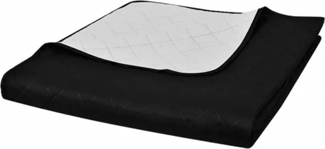 vidaXL Zweiseitige Tagesdecke aus Mikrofaser gesteppt in Schwarz und Weiß, B/B: 170 x 210 cm - Bild 1
