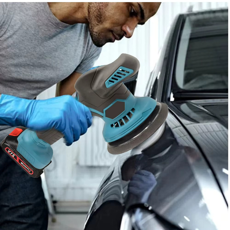 OWJHE Kabelloser Autopolierer in Blau mit 6 variablen Geschwindigkeiten von 2800-6000 U/min und 2 Akkus - Bild 3