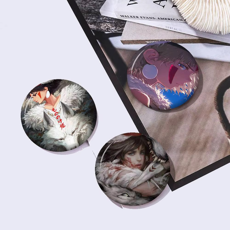 Brosche Prinzessin Mononoke, Weißblech, Bunt - Bild 2