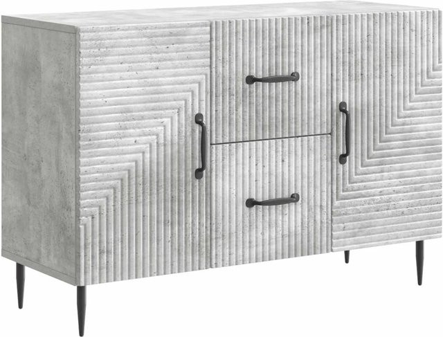 vidaXL Sideboard in Betongrau, modernes Design mit geometrischem Muster, B/T/H: 89 x 34,5 x 60 cm - Bild 1