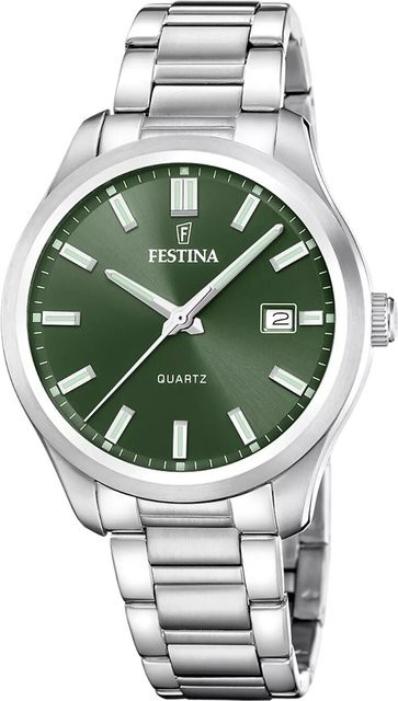 Festina Herrenuhr, Quarz, Edelstahl, Grün, 42 mm, 5 ATM - Bild 1