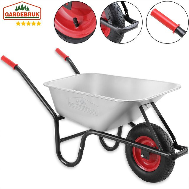Gardebruk Schubkarre 100l mit 250kg Tragkraft in Silber, Schwarz und Rot, B/T/H: 141 x 62 x 59 cm - Bild 1