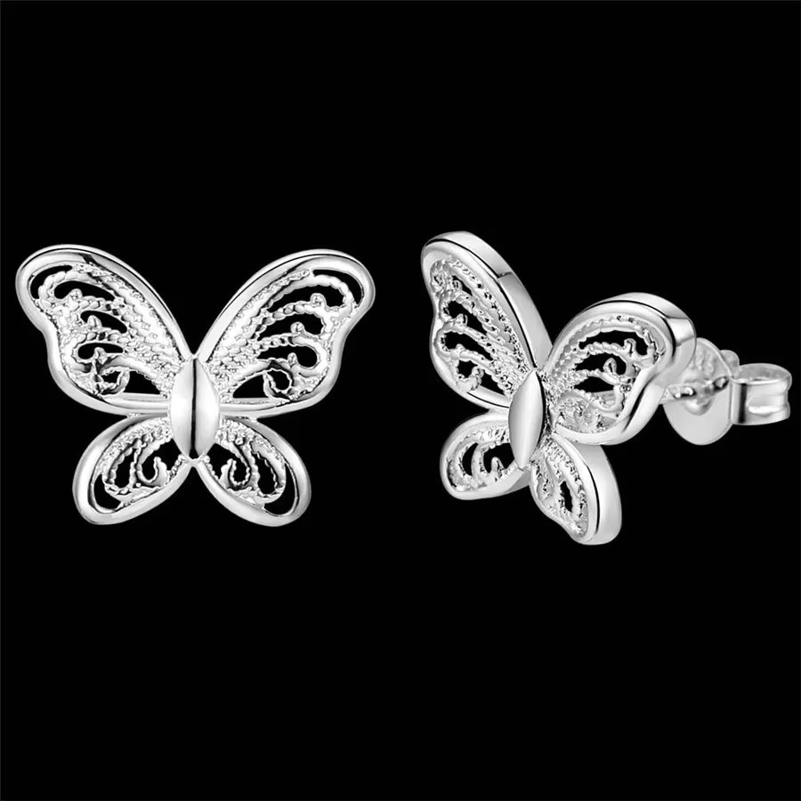 QWWASD Ohrringe Schmetterling, 925 Silber, Damen - Bild 2