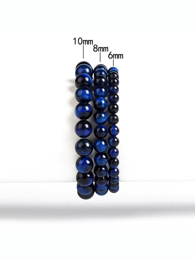 Armband, blaues Tigerauge-Steinperlen, 6–12 mm, Unisex - Bild 2