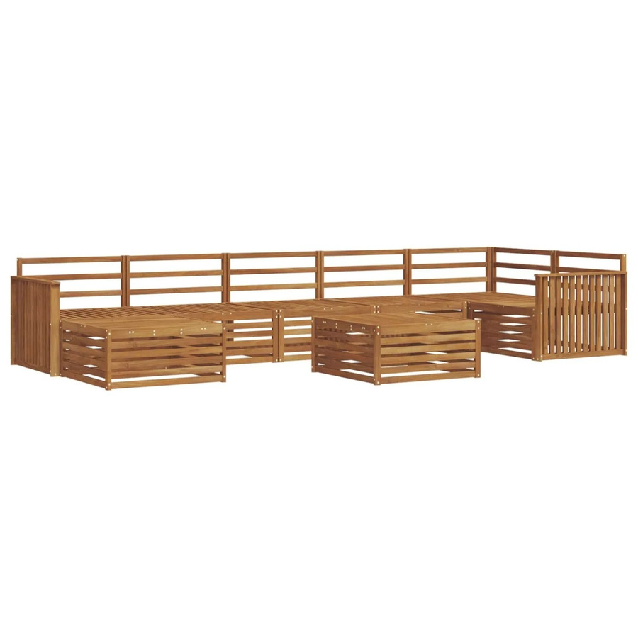vidaXL Sofagarnitur aus Massivholz Akazie in Braun, 8-teiliges Ecksofa-Set mit Tisch und Hockern im modernen L-Shape Design - Bild 2
