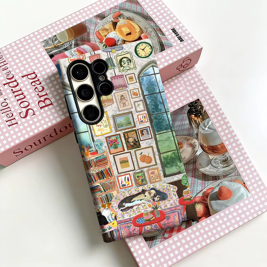 Vintage Art Parlor Katzen-Handyhülle für Samsung Galaxy S25 Ultra, S24 und S23 Ultra Plus, stoßfeste Doppelschicht Rückabdeckung, multicolour - Bild 3