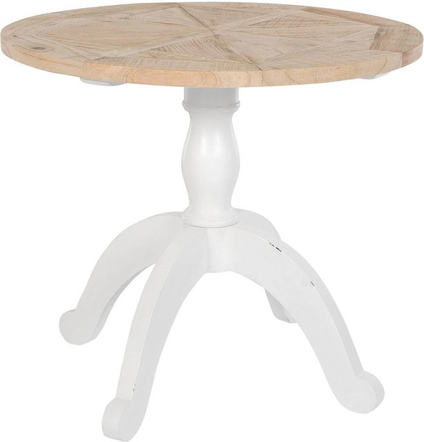 DELUKE Esstisch ALICE Rund, Shabby Chic, Holz Natura-Weiß, Durchmesser: 90 cm, Höhe: 78 cm - Bild 1