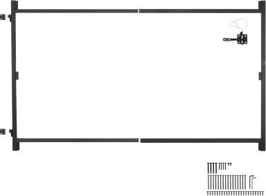 VEVOR Torbau-Set für Holzzäune und Eisen, verstellbar für Öffnungen von 152 bis 244 cm Breite und Höhen von 183 bis 213 cm, inkl. Anti-Sag-Rahmen und Schloss, Schwarz - Bild 1