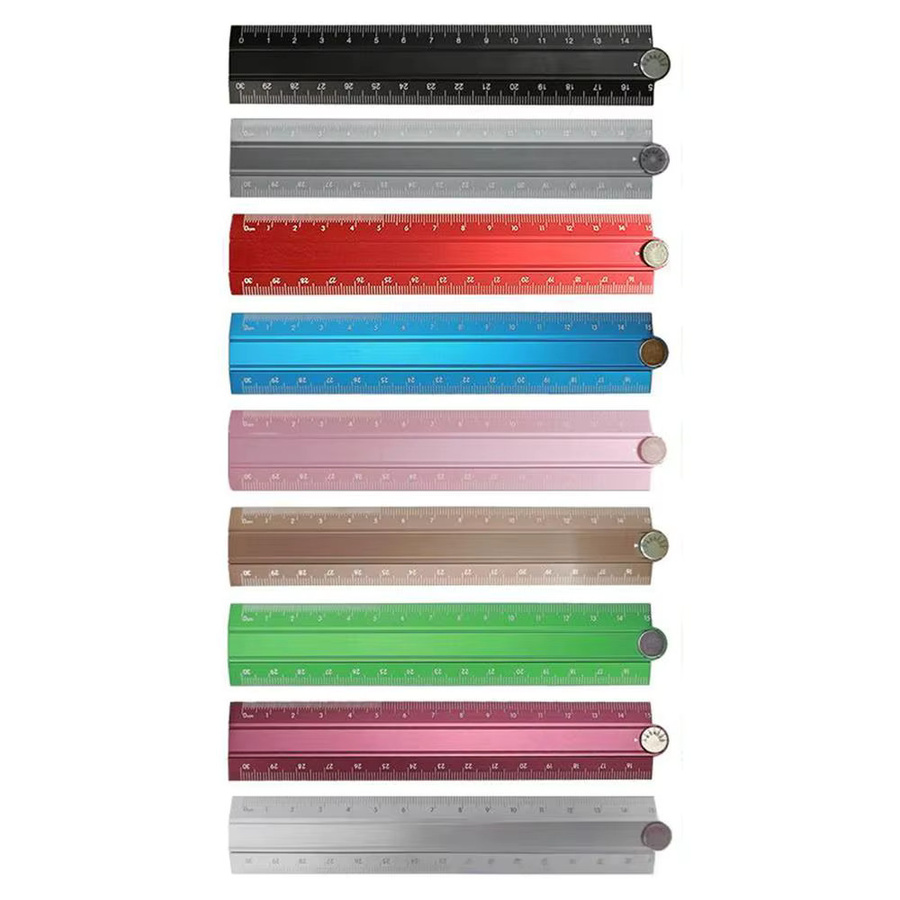 Multifunktionales Klapplineal aus Aluminiumlegierung in Pink, 30 cm langes Metalllineal für Zeichnungen und Schule - Bild 5