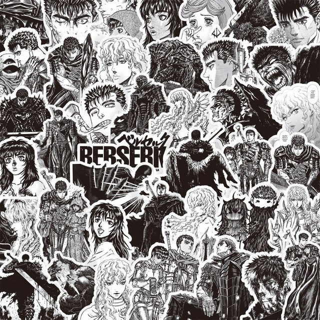 82er Set GOGOTU Berserk Guts Casca Cartoon Aufkleber aus wasserfestem PVC in Mehrfarbig für Laptop, Notebook und Wasserflaschen - Bild 1