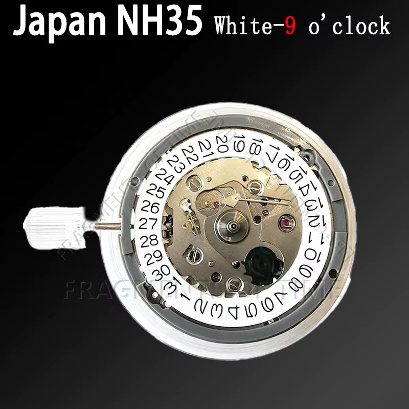 Automatisches mechanisches Uhrwerk NH35, 24 Juwelen, weiß/schwarzer Kalender, Unisex - Bild 3