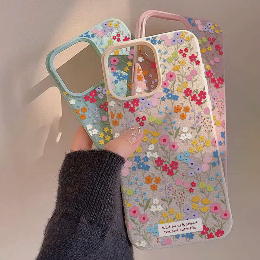 AKABEILA Leder-Silikon-Handyhülle mit Blumenmuster für iPhone 11 bis iPhone 17 Pro Max in Grün und Multicolour, stoßfeste Schutzhülle - Bild 2