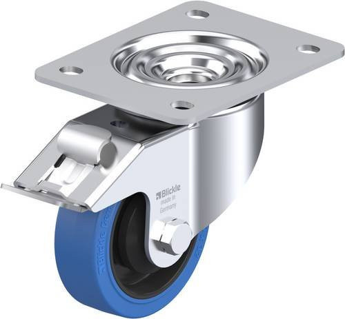 Blickle Lenkrolle LK-POEV 100KA-3-FI-SB mit Feststeller, Rad-Durchmesser: 100 mm, Tragfähigkeit: 200 kg, verzinkter Stahl und Kunststoff in Blau und Schwarz - Bild 1