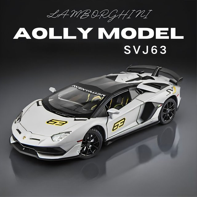 Double Horses Aventador SVJ63 Sportwagen Modell, 1:24, Metall, mit Licht und Sound - Bild 1
