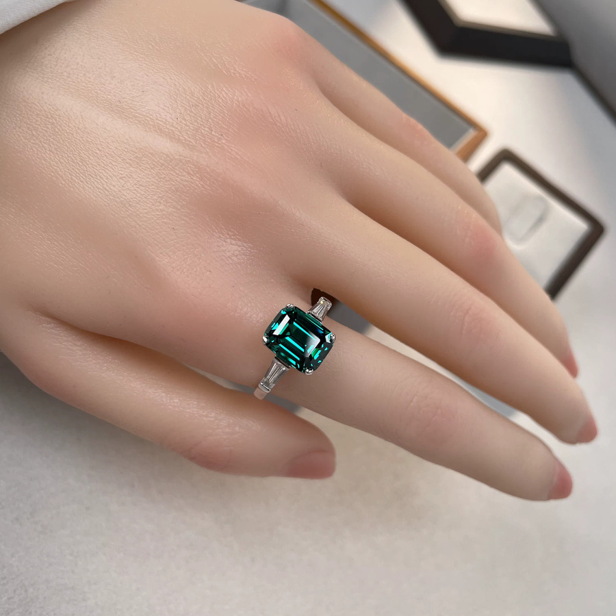 YANZE Ring 925 Silber, Smaragd, Damen - Bild 5