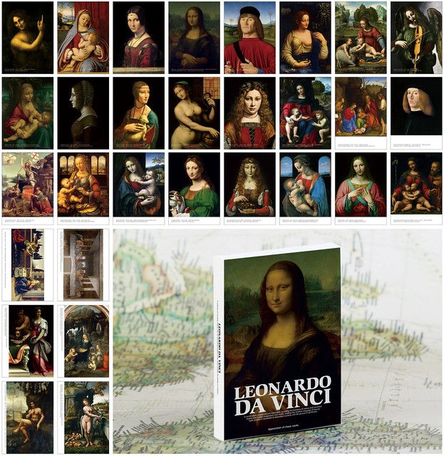 30-teiliges nbyinto Leonardo Da Vinci Kunstpostkarten-Set mit klassischen Ölgemälden in Multicolor - Bild 1