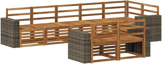 vidaXL Sofagarnitur aus Massivholz Akazie in Braun mit Latten-Design und Armlehnen - Bild 1
