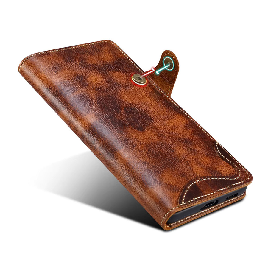 Echtes Rindsleder Etui mit Kartenfach für Samsung Galaxy S26 S25 S24 S23 S22 S21 S20 Ultra oder Note 20 Ultra in Schwarz und Braun - Bild 3