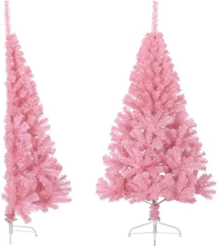 Vidaxl Künstlicher Halb-Weihnachtsbaum in Rosa mit Metallständer, Höhe: 120 cm - Bild 1