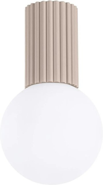 Licht-Erlebnisse Deckenleuchte für Badezimmer aus Glas und Aluminium, rund, Farbe: Weiß/Beige, Durchmesser: 12 cm, IP44, Fassung: G9 - Bild 1