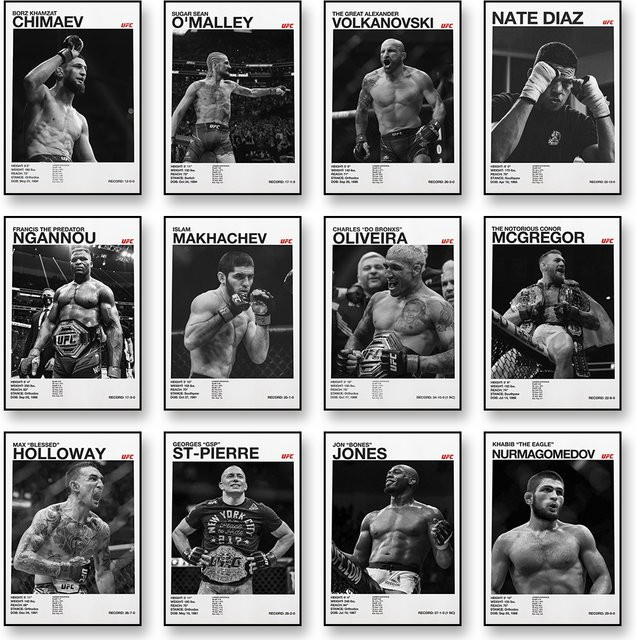 Potdemiel Kampfsport Leinwand Wandkunst Boxen MMA Poster in Schwarz ungerahmt - Bild 1