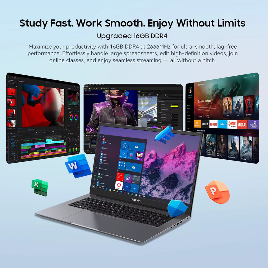 Blackview ACEBOOK 10 Laptop mit 18,5 Zoll FHD Display, Intel N150 Prozessor, 16 GB RAM, 512 GB SSD, Windows 11, WiFi 6 und Bluetooth 5.2, Schwarz/Grau - Bild 3