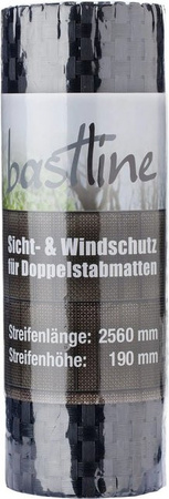 Deutsche Zauntechnik Sichtschutzstreifen Bastline für Doppelstabgittermatten, Anthrazit, Breite: 2,56 m, Länge: 20 m