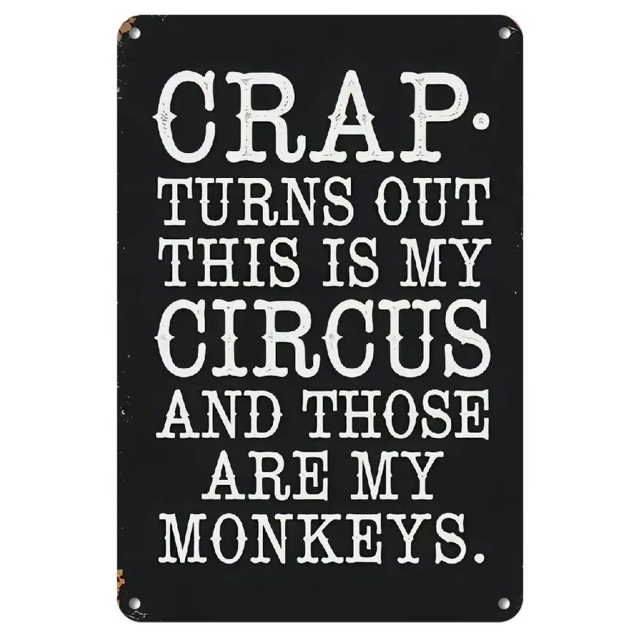 HEMITONG Vintage Metallblechschild This Is My Circus And These Are My Monkeys Retro Wanddeko für Mama und Mutter, B/H: 20 x 30 cm - Bild 7