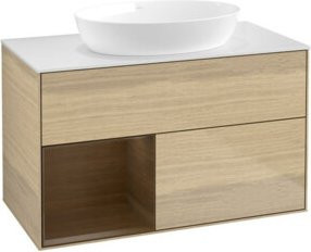 V&B Waschtischunterschrank Finion 100 in Weiß und Oatmeal, Breite: 100 cm, Tiefe: 50,1 cm, Höhe: 50,1 cm - Bild 1