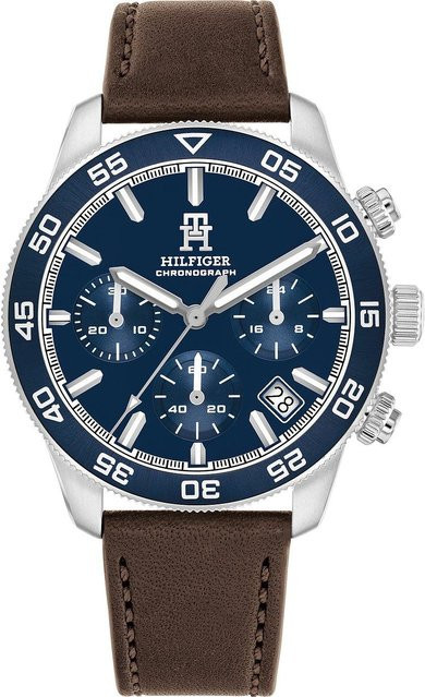 Tommy Hilfiger Armbanduhr, Quarz, Edelstahl, braun, Herren, 44 mm - Bild 1