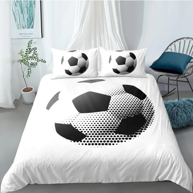 Fußball Bettwäsche Set mit 3D-Design von Lodestar in Weiß, bestehend aus Bettbezug und Kissenbezug aus Mikrofaser, B/H: 70 x 133 cm - Bild 1