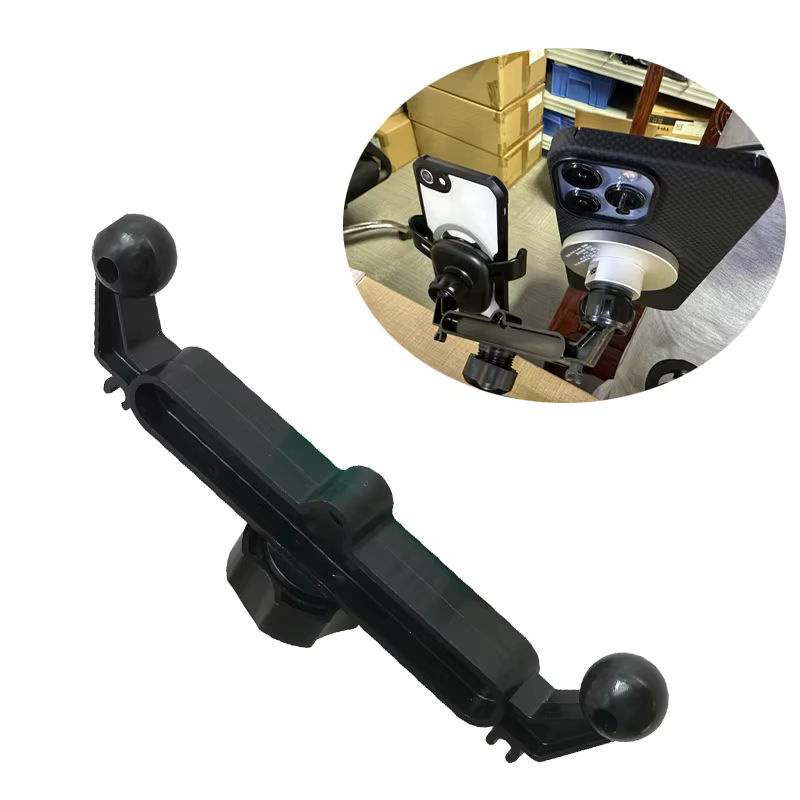TEEQ Universeller 17-mm-Kugelkopf-Autotelefonhalter mit verlängertem Adapter zur Befestigung von 2 Mobiltelefonen in Schwarz - Bild 2