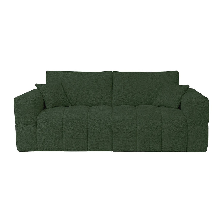 Vente-unique Schlafsofa Issoro in Grün mit Bouclé-Stoff, Breite: 235 cm, Tiefe: 90 cm, Höhe: 105 cm - Bild 2