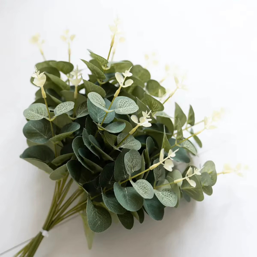 20 Stück Künstliche Eukalyptusblätter aus Seide in Grün für DIY Dekorationen, Vasen, Hochzeit und Scrapbooking - Bild 2