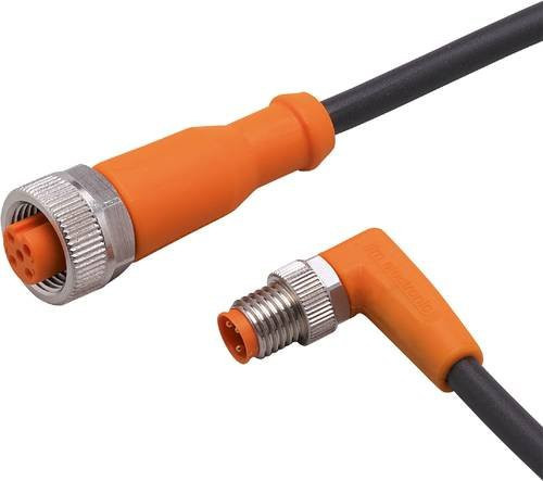 ifm electronic EVC378 Verbindungsleitung mit Stecker und Buchse, gewinkelt und gerade, orange, Länge: 0,3 m, 5-polig - Bild 1
