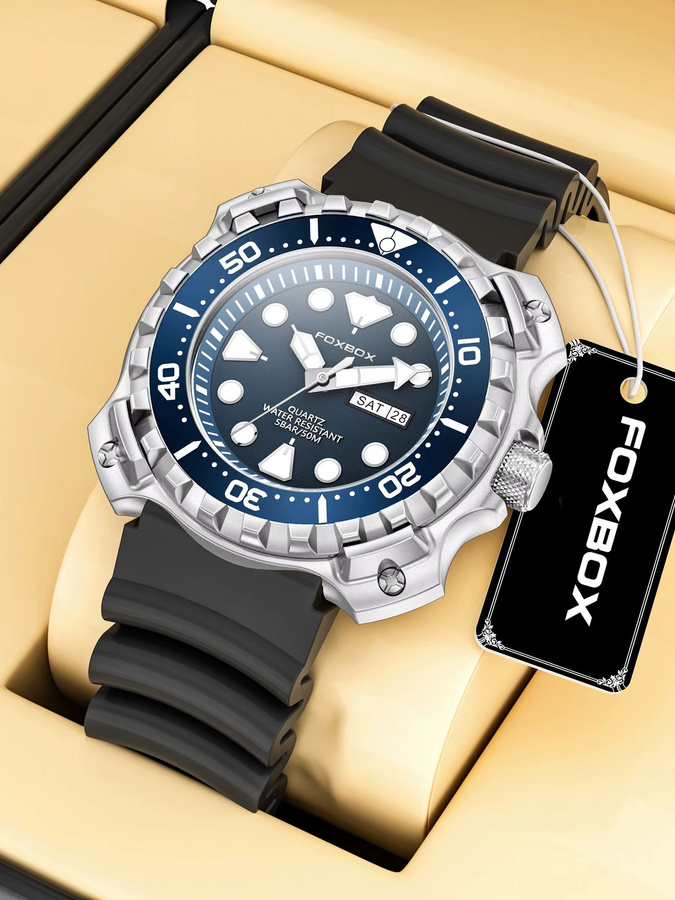 LIGE Armbanduhr Quarz, Edelstahl, Silikon, Blau, Herren - Bild 7